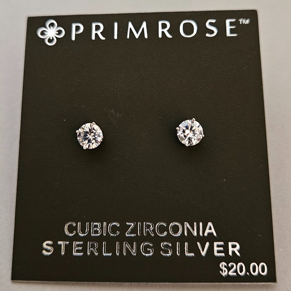 Free W/Any Purchas PRIMROSE Sterling Silver Round CZ Stud Earrings .5ct New